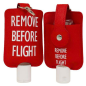 Preview: Desinfektionsmittelhalter 50 ml mit Karabiner REMOVE BEFORE FLIGHT