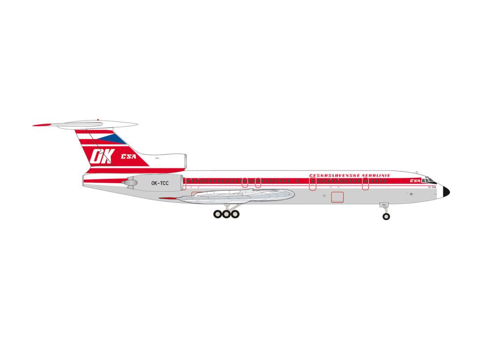 CSA Czechoslovak Airlines Tupolev TU-154M 1:200 Herpa Wings Flugzeugmodell