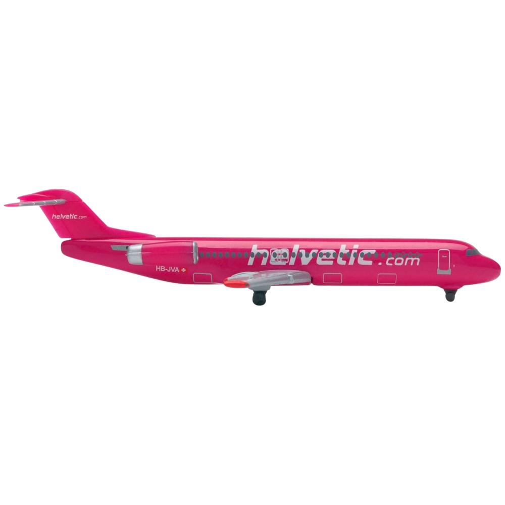 Helvetic Airways Fokker 100 pink 1:500 Herpa Wings Flugzeugmodell
