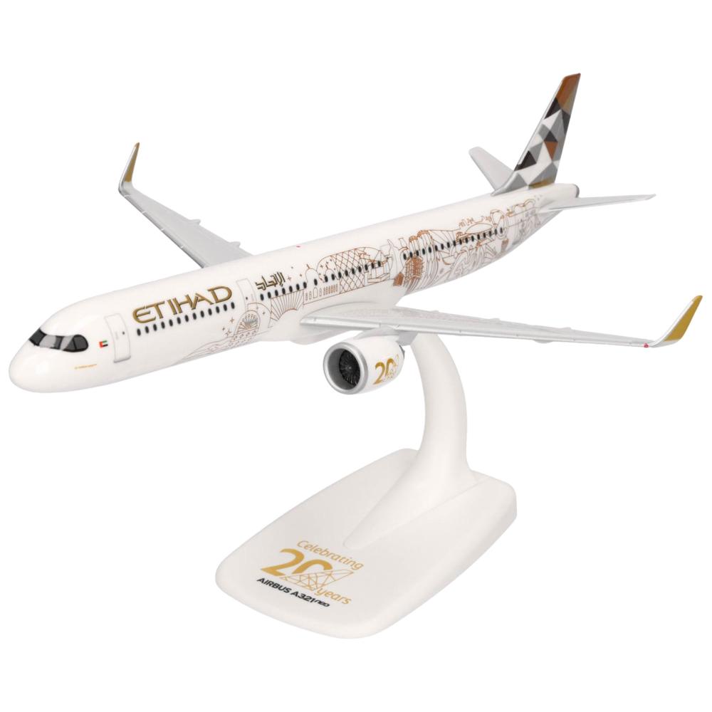 Herpa Snap-Fit Flugzeugmodell Etihad Airways Airbus A321neo A6-AEN 20th Anniversary (1:200)