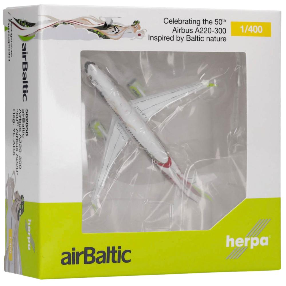 Herpa Wings Flugzeugmodell Air Baltic Airbus A220-300 "50th A220" (1:400)