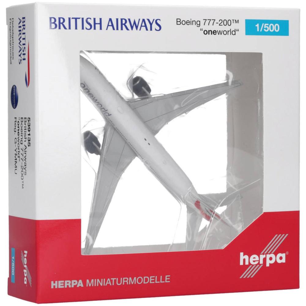 Herpa Wings Flugzeugmodell British Airways Boeing 777-200 "oneworld" (1:500)