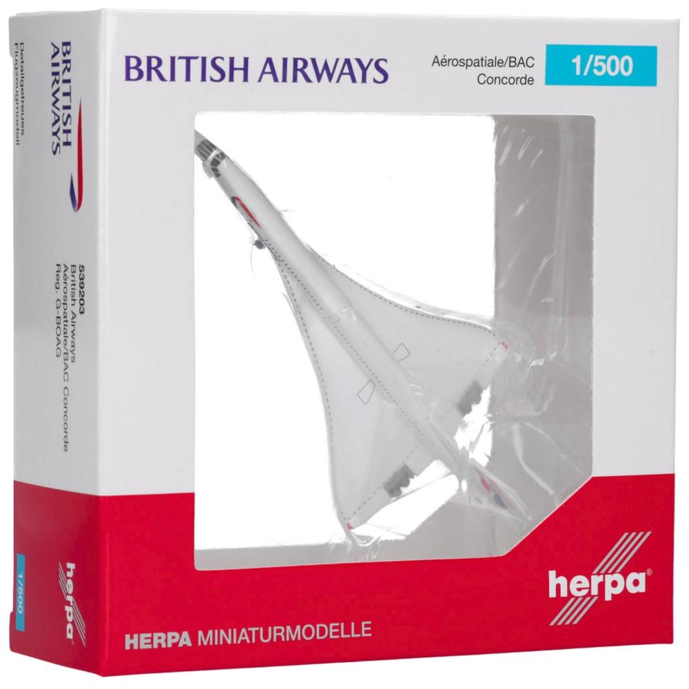 Herpa Wings Flugzeugmodell British Airways Concorde Nose Down G-BOAG Union Flag (1:500)