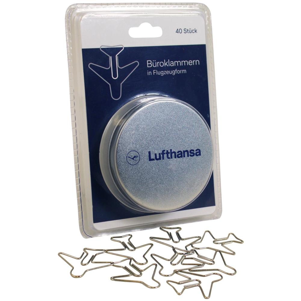 Limox Lufthansa Büroklammern Flugzeugform in Dose 30 Stück