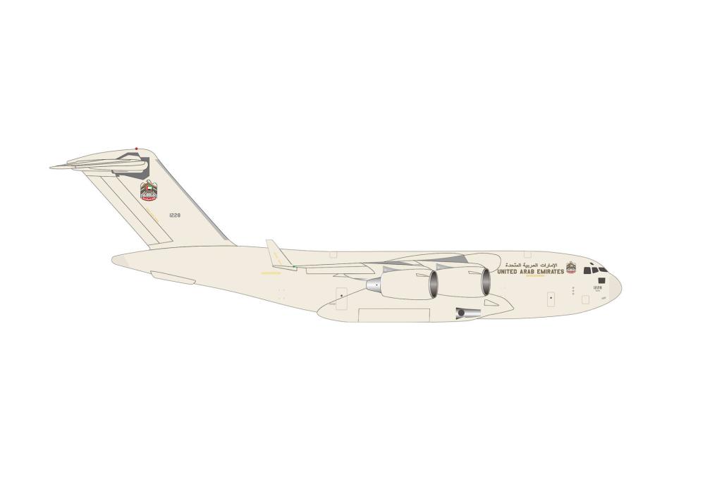 United Arab Emirates Air Force Boeing C-17A Globemaster III 15th Strategic Airlift Squadron Abu Dhabi Zayed International 1:500 Herpa Wings Flugzeugmodell