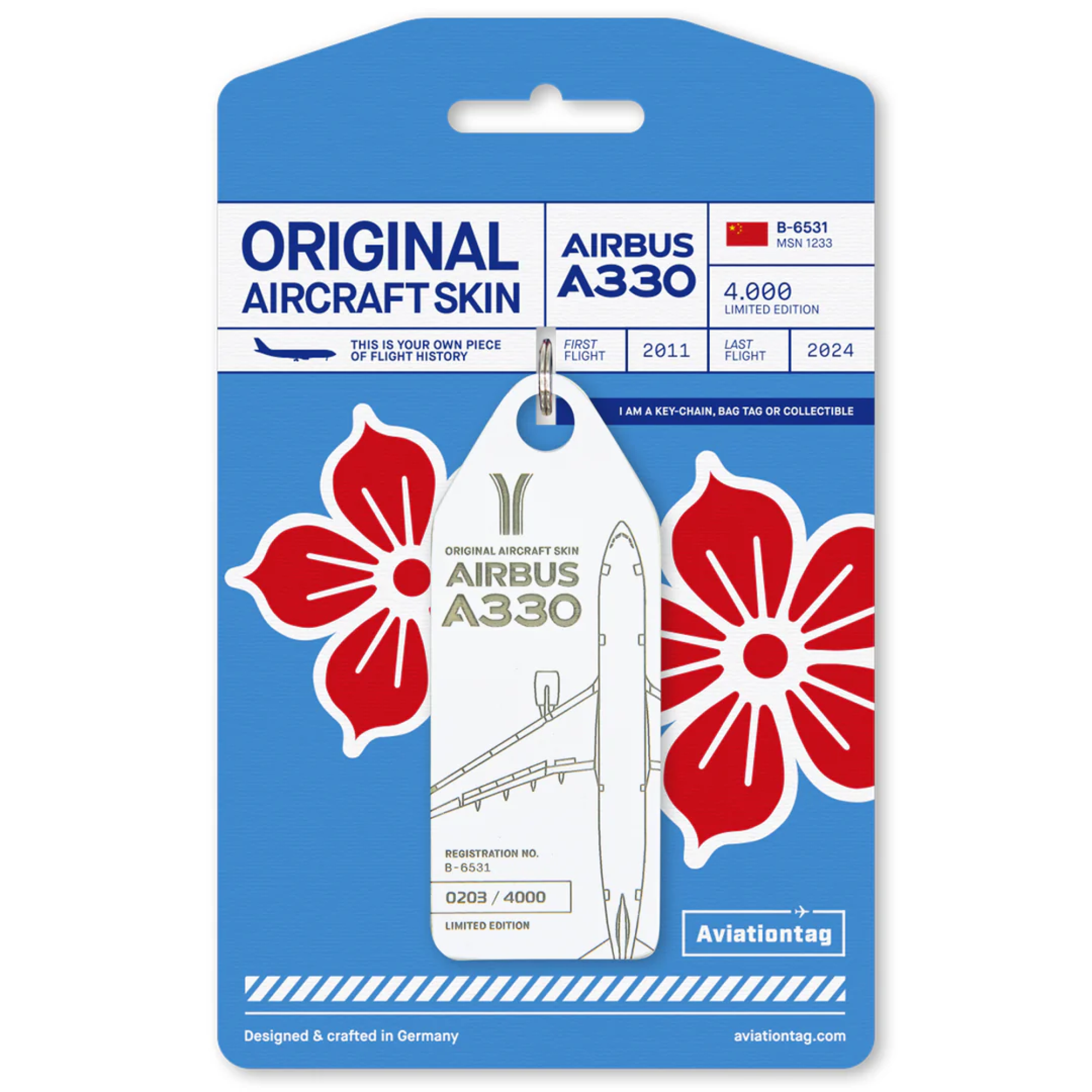 Airbus A330 B-6531 weiss Aviationtag