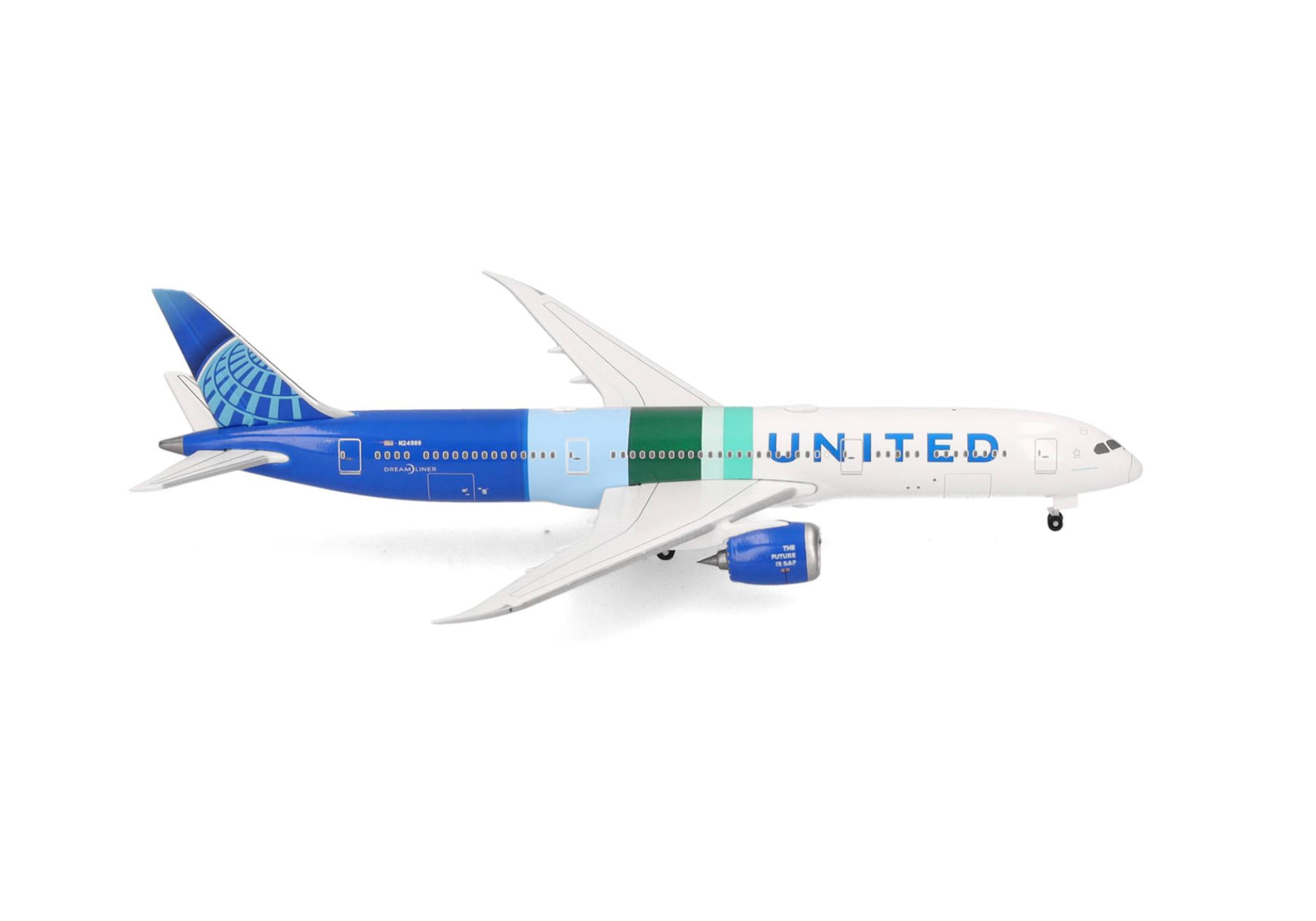 Herpa Wings Flugzeugmodell United Airlines Boeing 787-9 Dreamliner "The Future is SAF" (1:500)