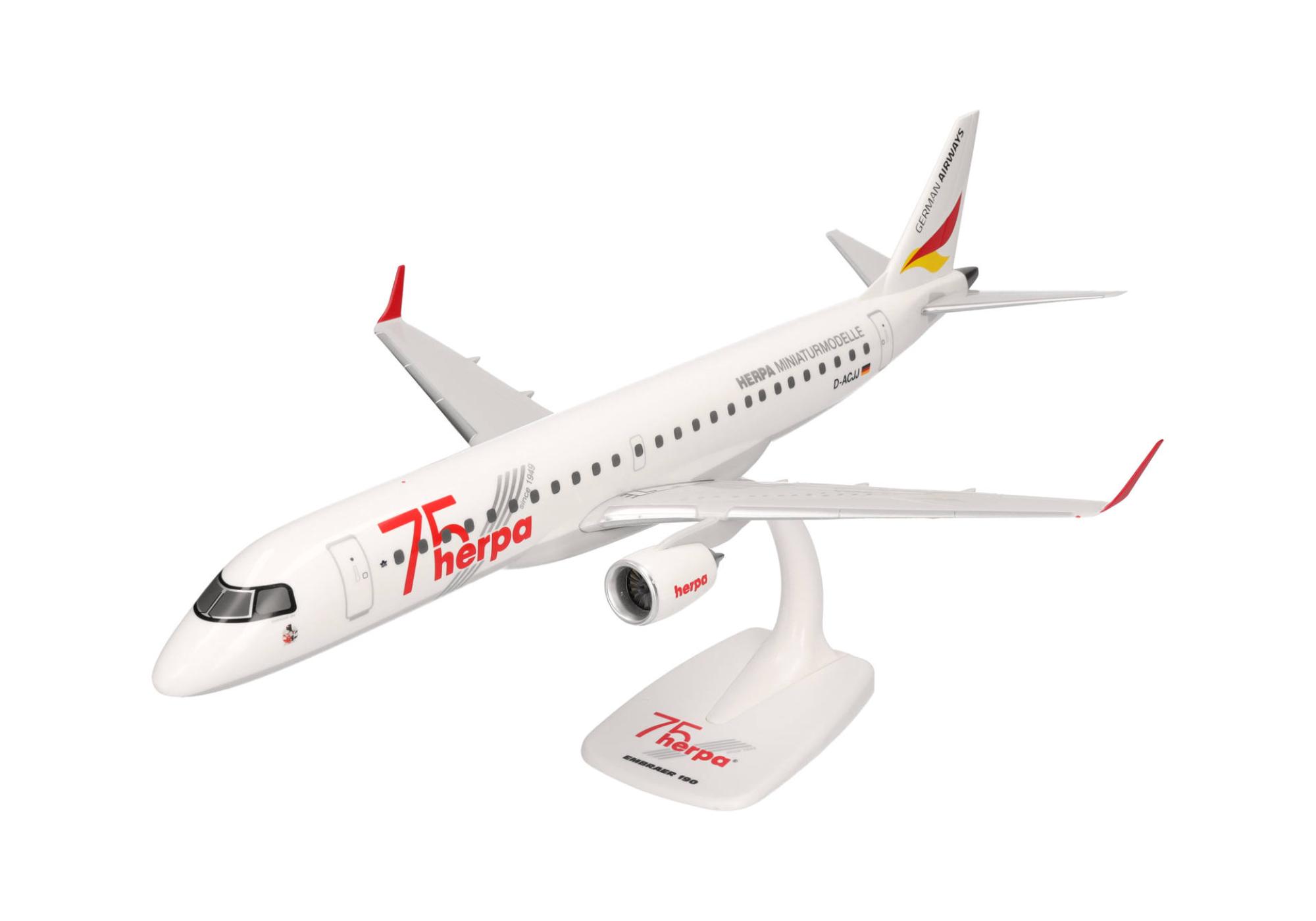 Herpa Snap-Fit Flugzeugmodell German Airways Embraer E190 "Herpa" (1:100)