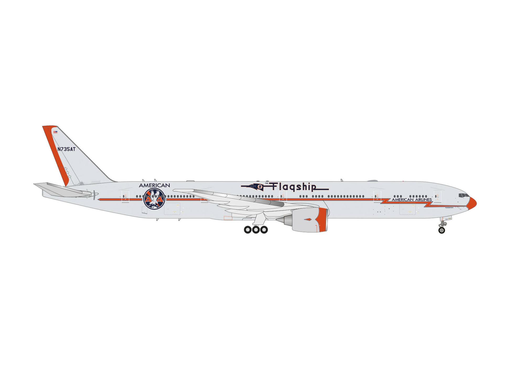 American Airlines Boeing 777-300ER Flagship Heritage Livery 1:200 Flugzeugmodell Herpa Snap-Fit