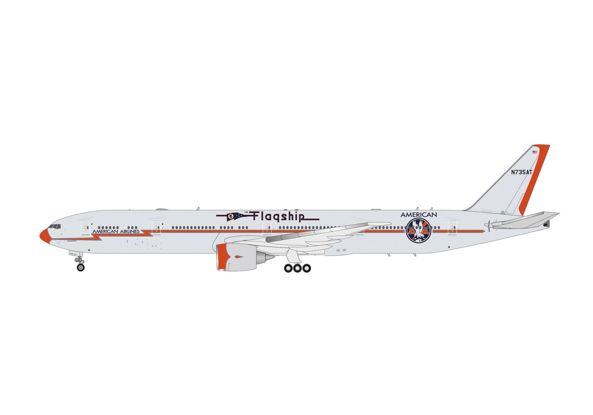 American Airlines Boeing 777-300ER Flagship Heritage Livery 1:200 Flugzeugmodell Herpa Snap-Fit