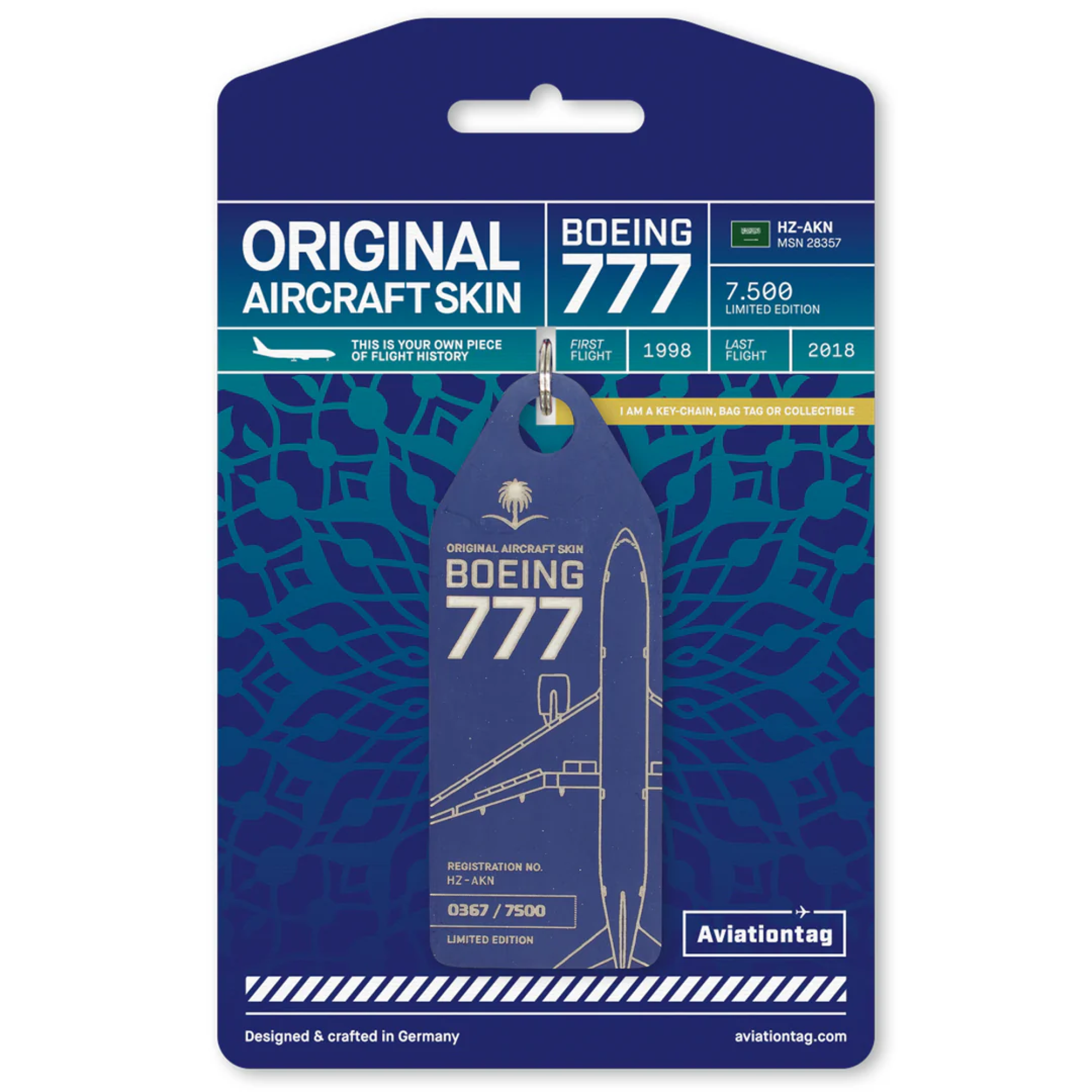 Aviationtag Boeing 777 HZ-AKN blau