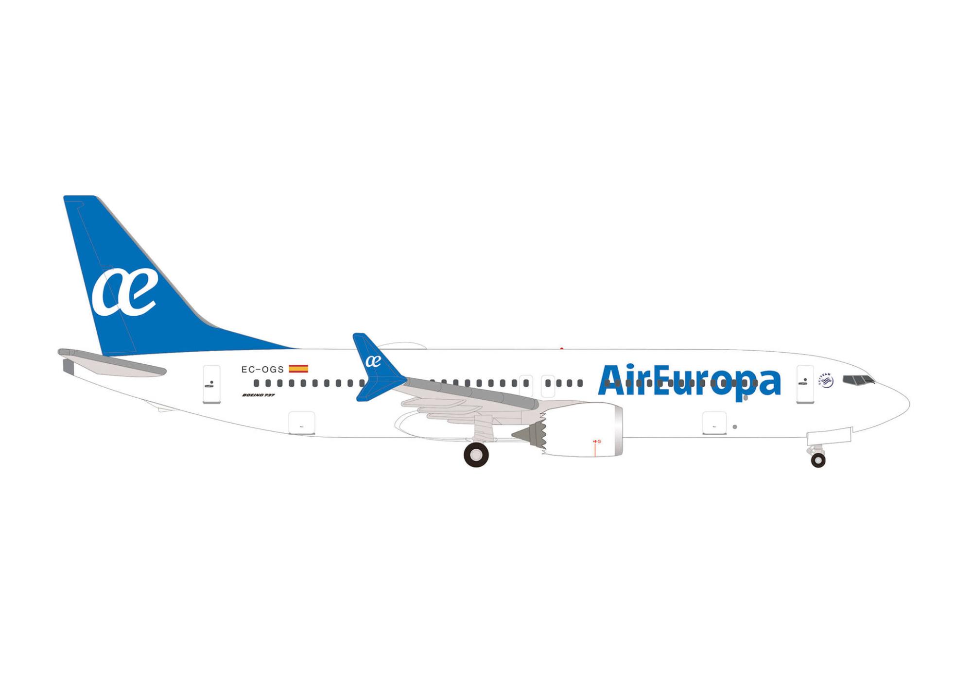 Air Europa Boeing 737 Max 8 1:500 Herpa Wings Flugzeugmodell