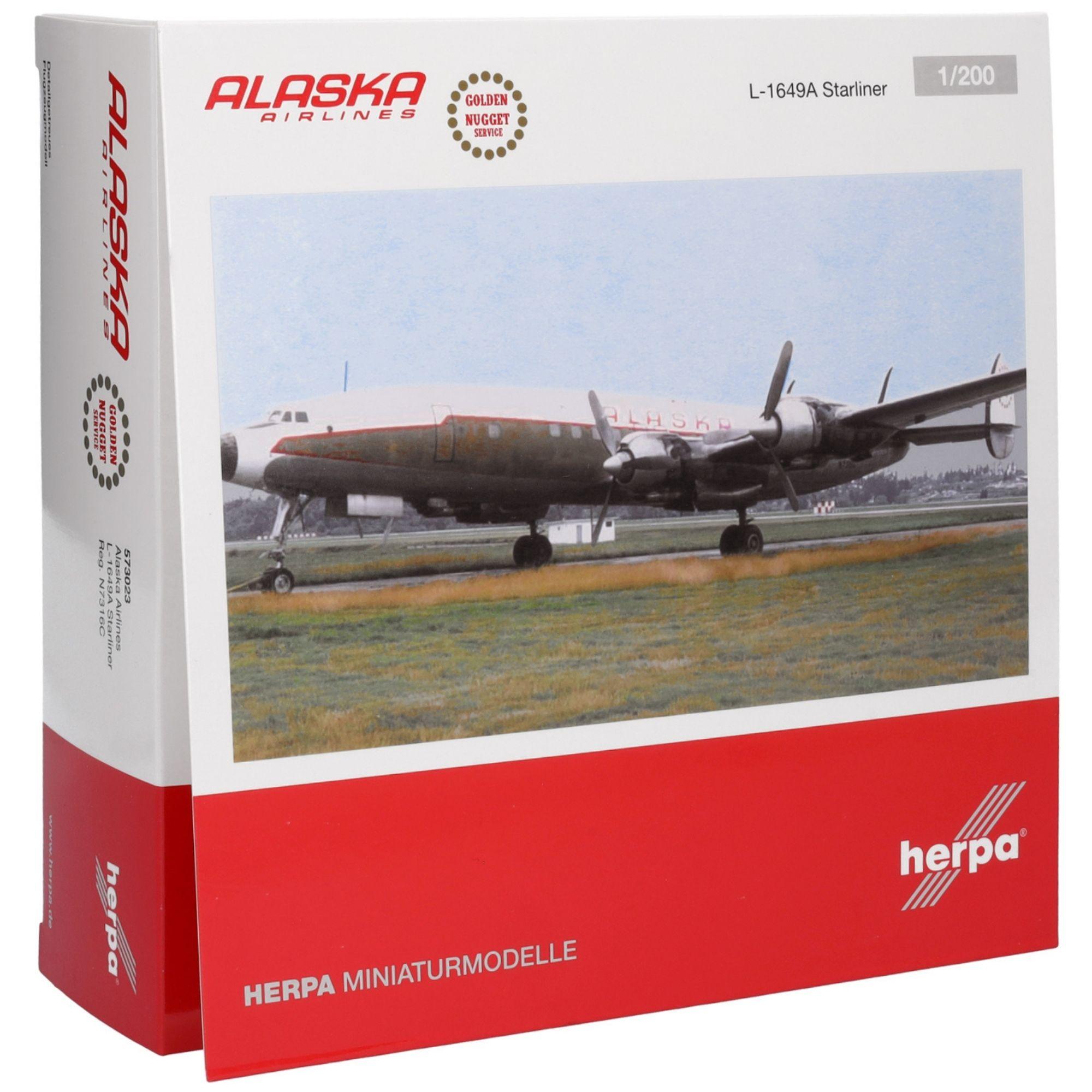 Alaska Airlines Lockheed L-1649A Starliner 1:200 Herpa Wings Flugzeugmodell