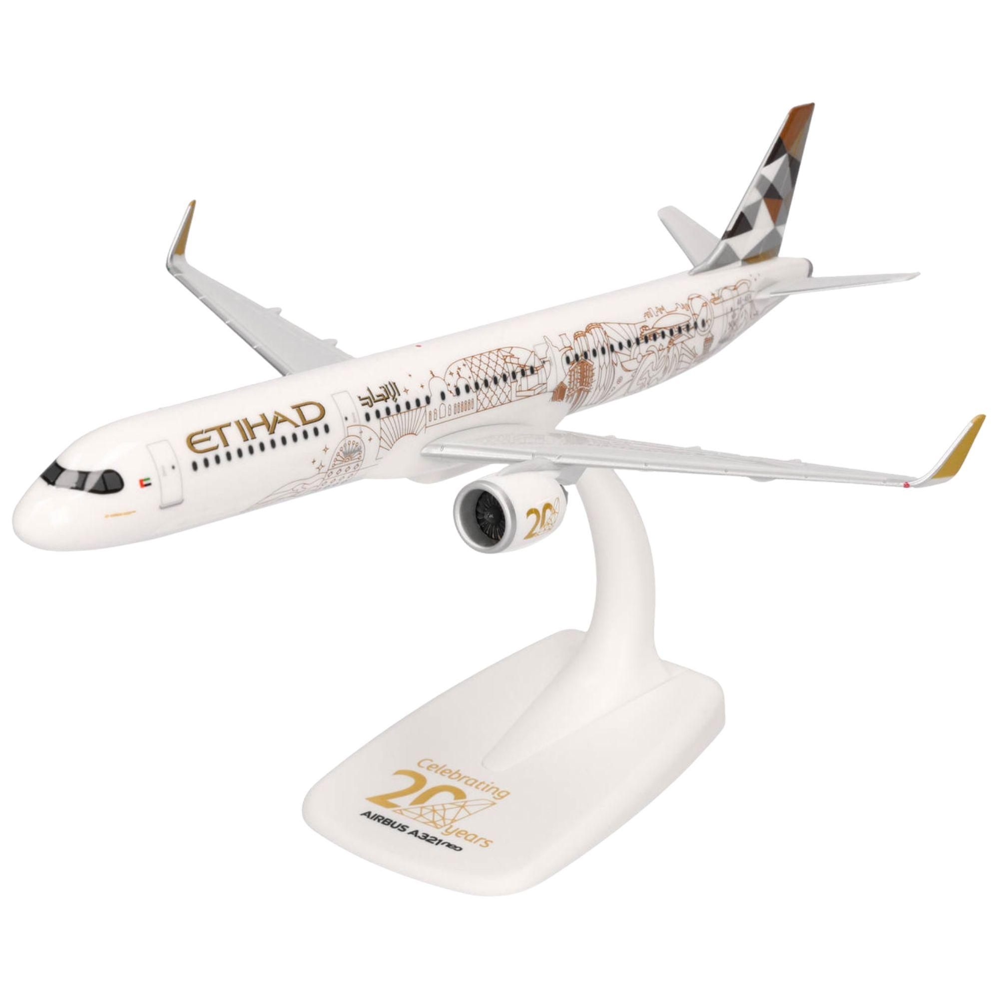 Herpa Snap-Fit Flugzeugmodell Etihad Airways Airbus A321neo A6-AEN 20th Anniversary (1:200)
