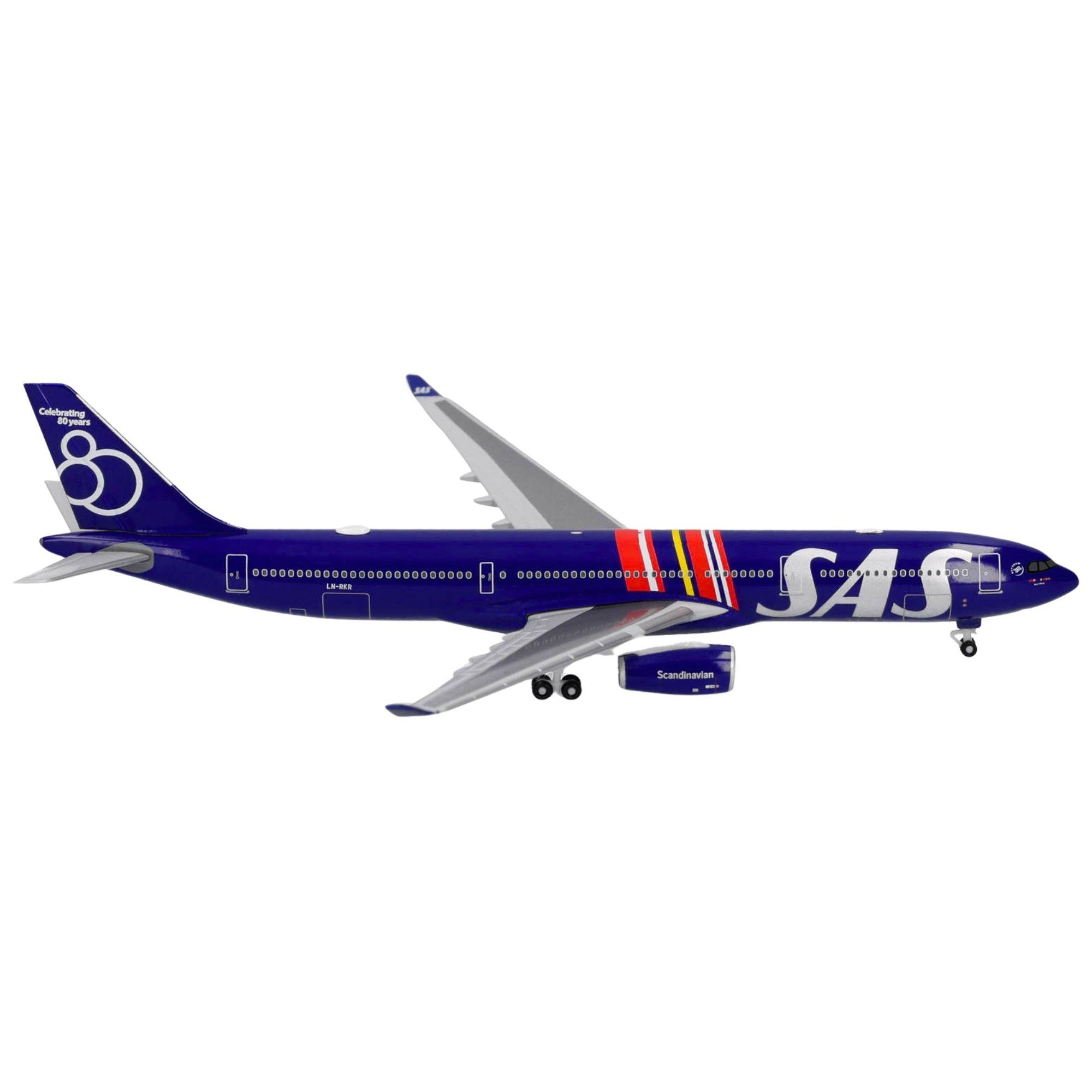 Herpa Wings Flugzeugmodell SAS Scandinavian Airlines Airbus A330-300 LN-RKR 80 Years (1:500)