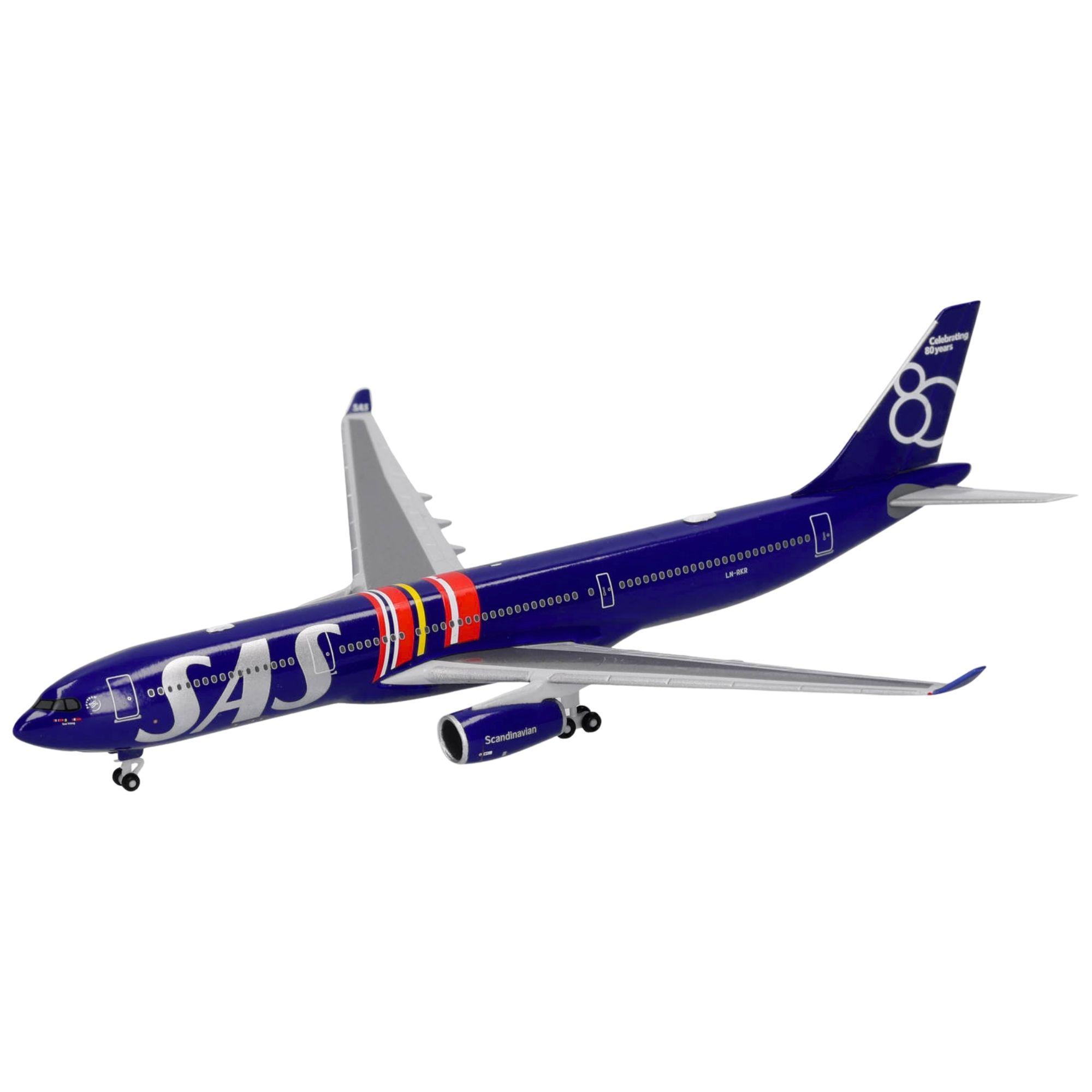 Herpa Wings Flugzeugmodell SAS Scandinavian Airlines Airbus A330-300 LN-RKR 80 Years (1:500)