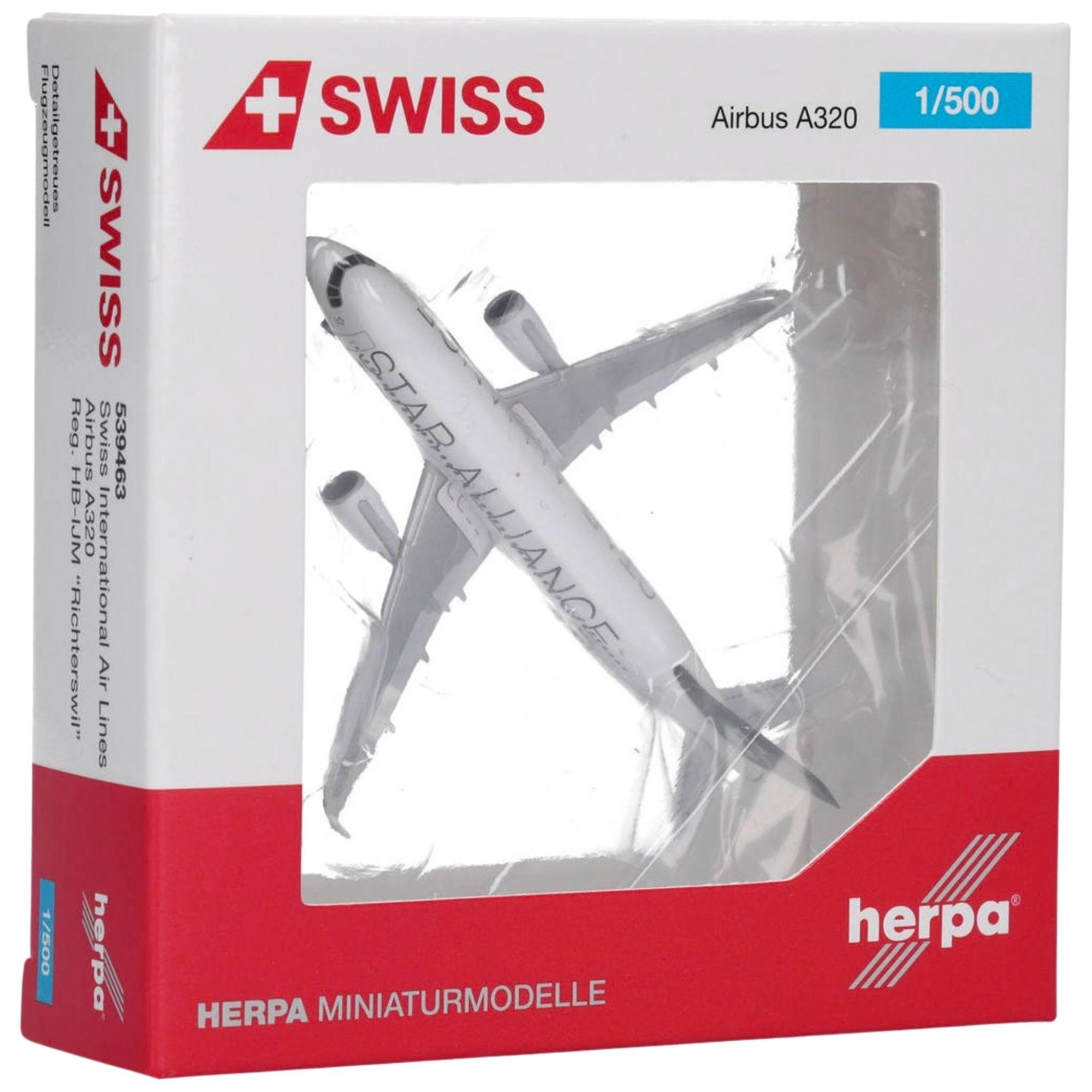 Herpa Wings Flugzeugmodell Swiss International Air Lines Airbus A320 HB-IJM Star Alliance (1:500)