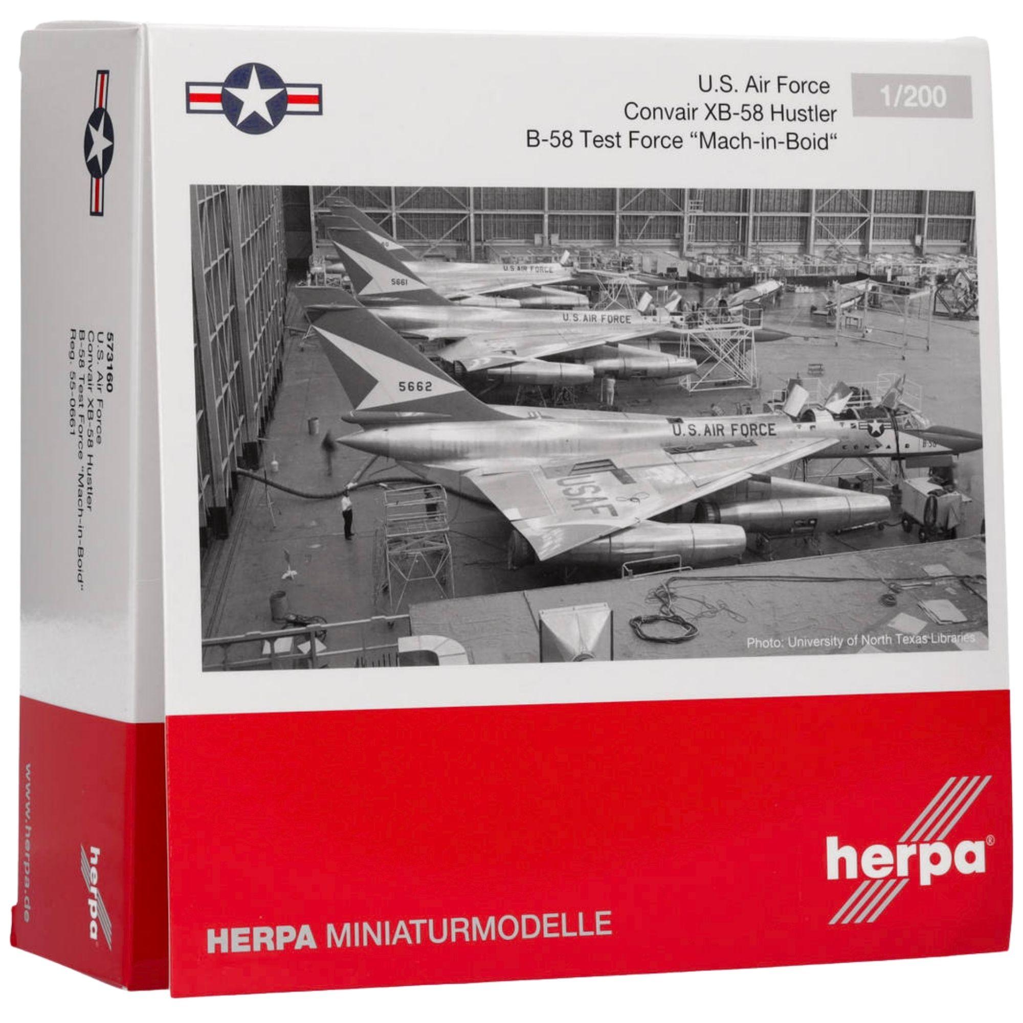 Herpa Wings Flugzeugmodell U.S. Air Force Convair B-58 Hustler B-58 Test Force 55-0661 Mach-in-Boid (1:200)