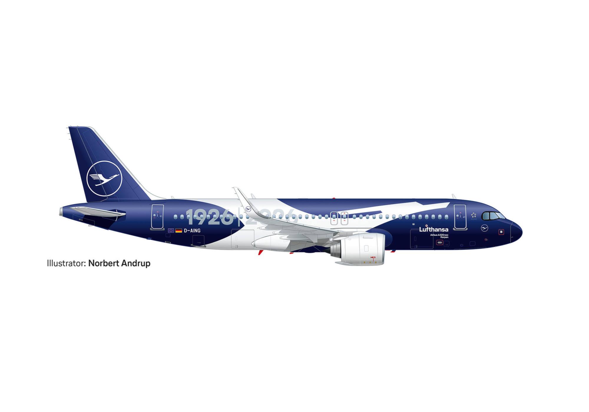 Lufthansa Airbus A320neo 100 Jahre 1:200 Herpa Wings Flugzeugmodell