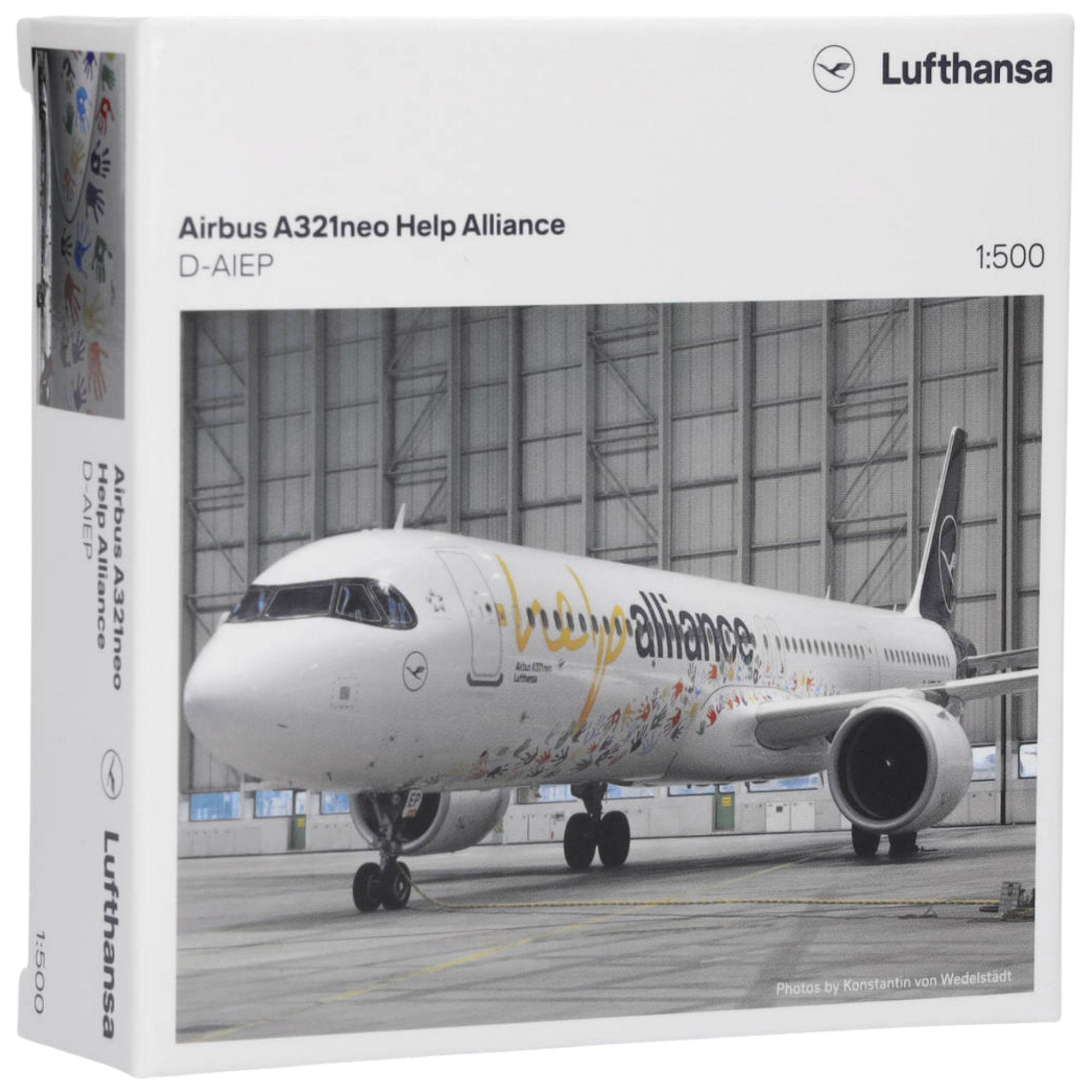 Lufthansa Airbus A321neo Help Alliance 1:500 Herpa Wings Flugzeugmodell