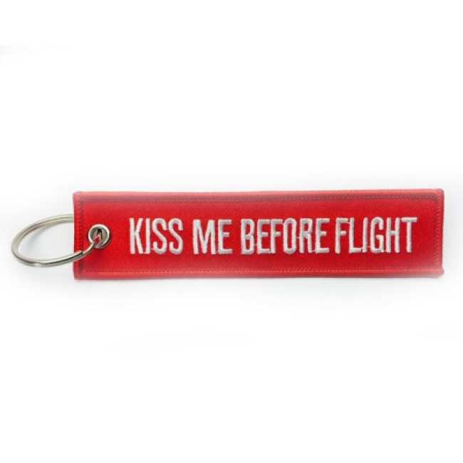 Schlüsselanhänger KISS ME BEFORE FLIGHT mini! rot
